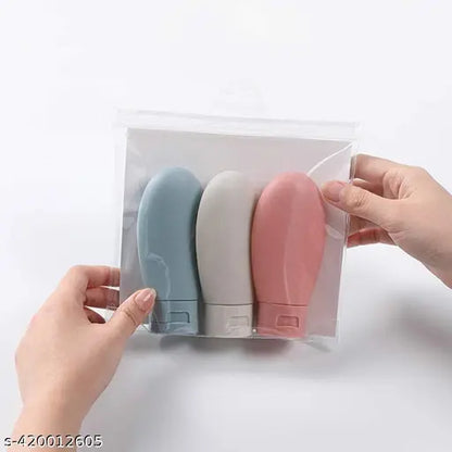 Travel Bottles for Toiletries Silicones Container for Cream, Shampoo Hand Wash, Refillable Bottles, Lotion Storage Bottle Travel Accessories Leak Proof (Pack of 3 - 60 ML)