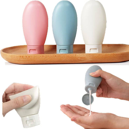 Travel Bottles for Toiletries Silicones Container for Cream, Shampoo Hand Wash, Refillable Bottles, Lotion Storage Bottle Travel Accessories Leak Proof (Pack of 3 - 60 ML)