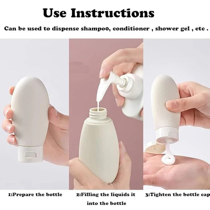 Travel Bottles for Toiletries Silicones Container for Cream, Shampoo Hand Wash, Refillable Bottles, Lotion Storage Bottle Travel Accessories Leak Proof (Pack of 3 - 60 ML)