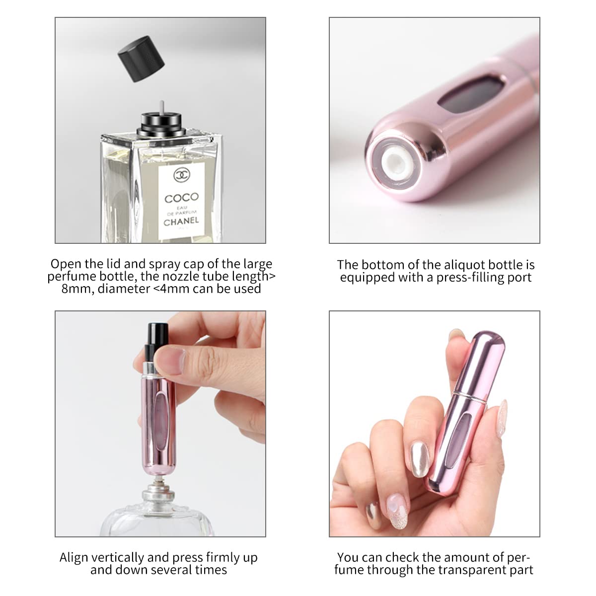 Portable Mini Refillable Perfume Spray Bottle for Travel, 5ml Reusable Scent Pump Atomizer, Multicolor Empty Perfume Bottle for Men & Women (Pack of 2)