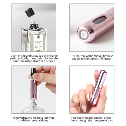 Portable Mini Refillable Perfume Spray Bottle for Travel, 5ml Reusable Scent Pump Atomizer, Multicolor Empty Perfume Bottle for Men & Women (Pack of 2)