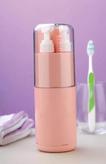 Travel kit 6 in 1 - 2 lotion/ liquid dispenser, 1 brush and colgate storage, 1 comb, 1 napkin storage