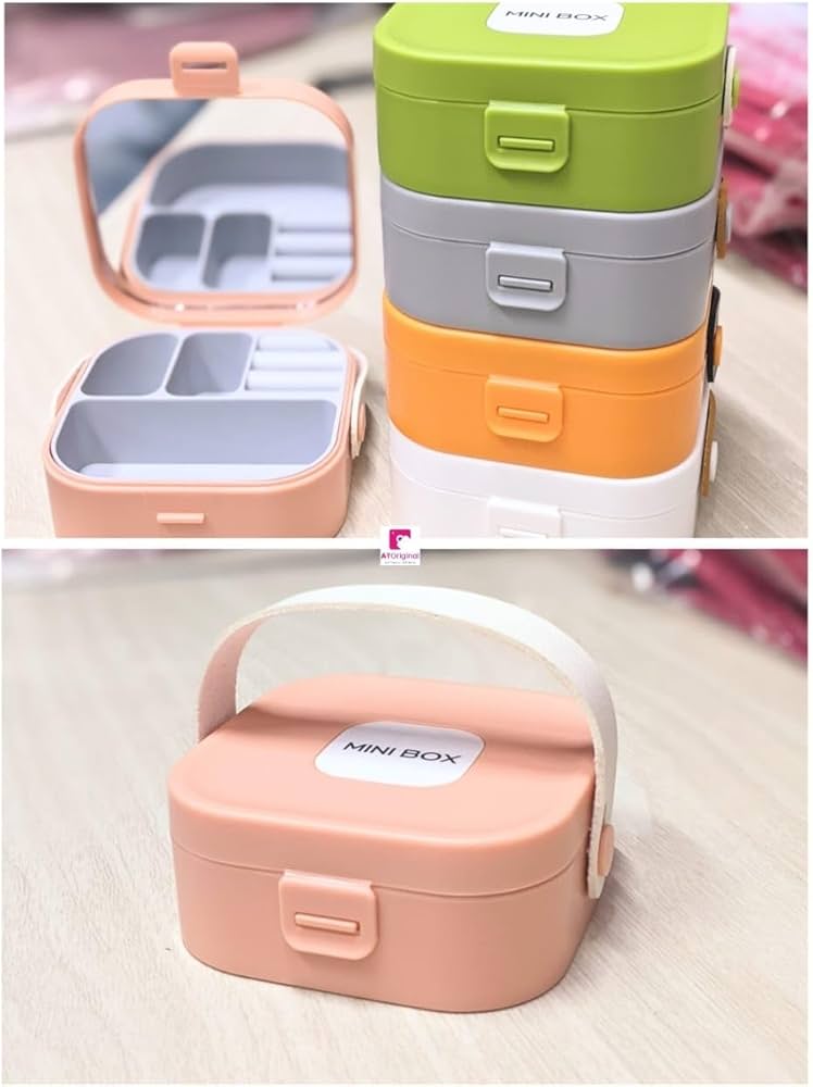 Mini Jewelry Storage Box with Mirror – Portable Compartments Accessories