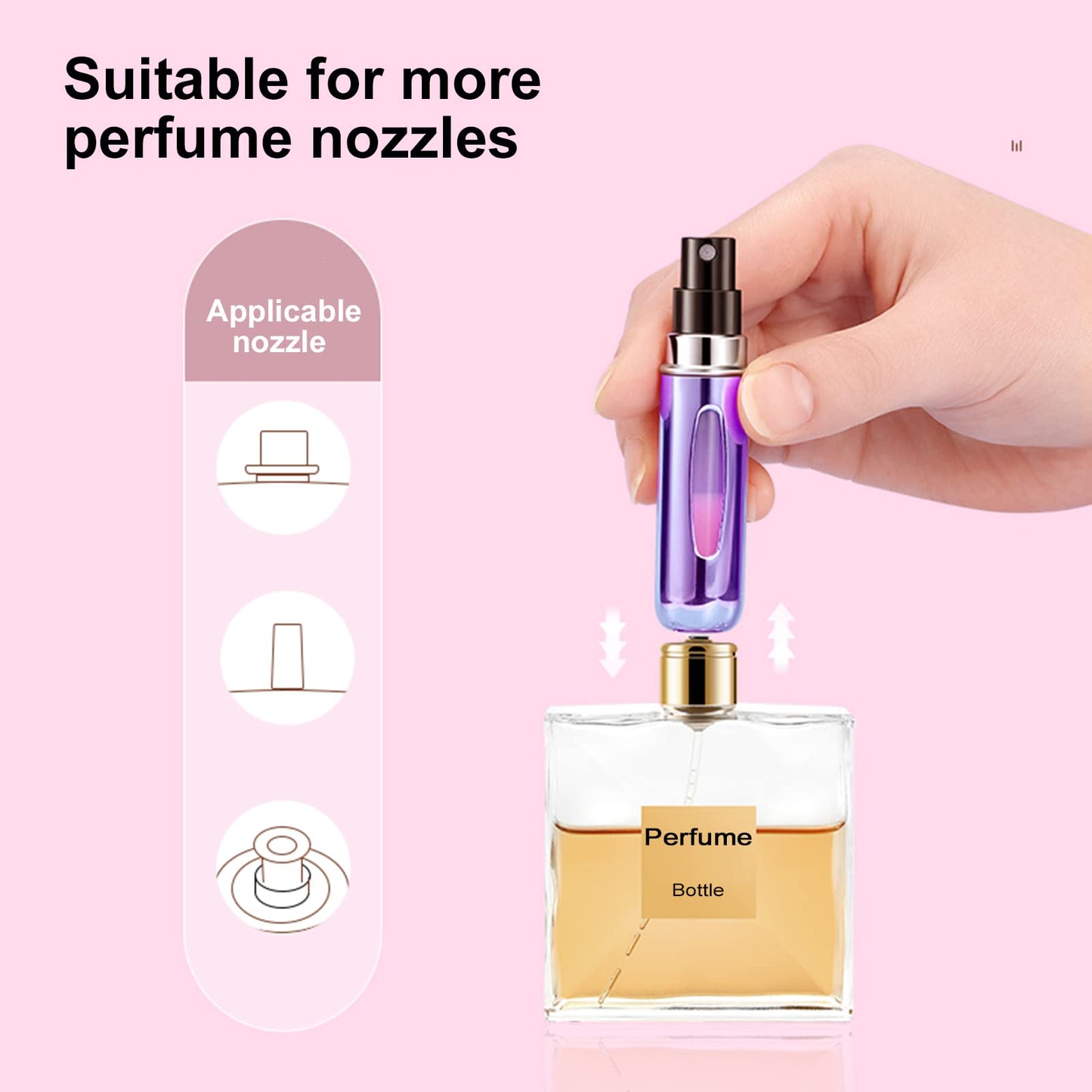 Portable Mini Refillable Perfume Spray Bottle for Travel, 5ml Reusable Scent Pump Atomizer, Multicolor Empty Perfume Bottle for Men & Women (Pack of 2)