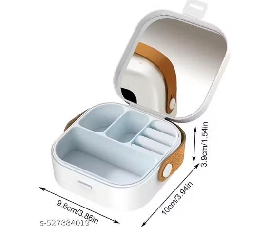 Mini Jewelry Storage Box with Mirror – Portable Compartments Accessories