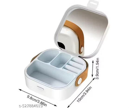 Mini Jewelry Storage Box with Mirror – Portable Compartments Accessories