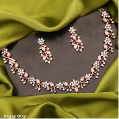 Rose Gold Plated Necklace set with Purple Kundan Jewellery Sets