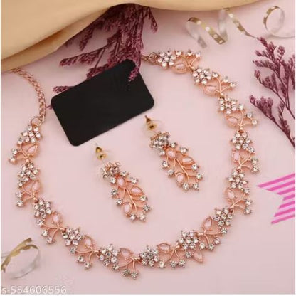 Rose Gold Plated Necklace set with Purple Kundan Jewellery Sets