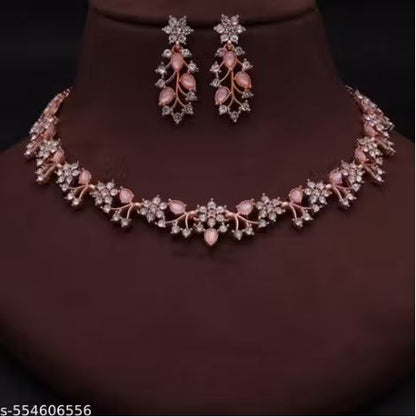 Rose Gold Plated Necklace set with Purple Kundan Jewellery Sets
