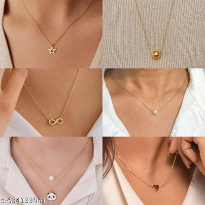 Shimerring beautiful pack of 6 necklaces and chains for girls and womens
