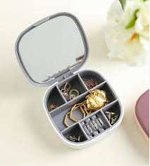 Mini Jewelry Storage Box with Mirror – Portable Compartments Accessories