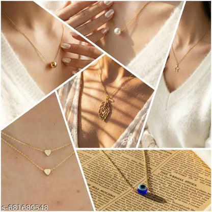 Shimerring beautiful pack of 6 necklaces and chains for girls and womens