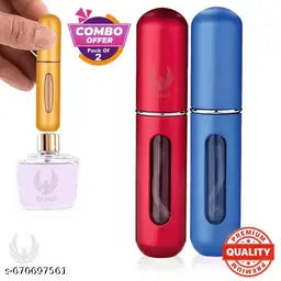 Portable Mini Refillable Perfume Spray Bottle for Travel, 5ml Reusable Scent Pump Atomizer, Multicolor Empty Perfume Bottle for Men & Women (Pack of 2)
