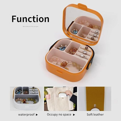 Mini Jewelry Storage Box with Mirror – Portable Compartments Accessories