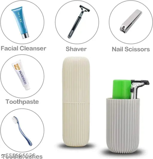 Portable Capsule Shaped Toothbrush Holder & Soap Holder Case Cover COMBO for Travel, Home, Outdoor  (2 PCs Combo)