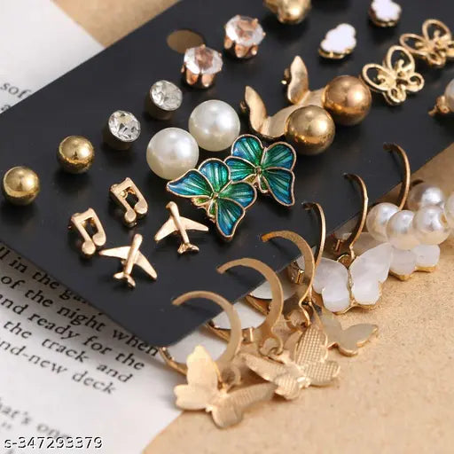 Trendy Set of 17 pairs Combo Earrings for Girls: Stylish and Classy Jewellery