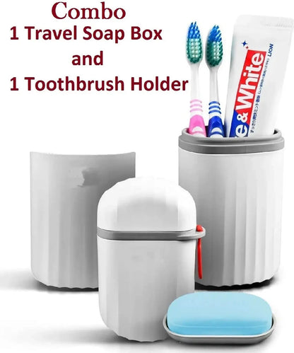 Portable Capsule Shaped Toothbrush Holder & Soap Holder Case Cover COMBO for Travel, Home, Outdoor  (2 PCs Combo)
