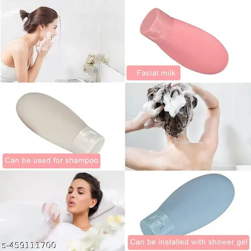 Travel Bottles for Toiletries Silicones Container for Cream, Shampoo Hand Wash, Refillable Bottles, Lotion Storage Bottle Travel Accessories Leak Proof (Pack of 3 - 60 ML)